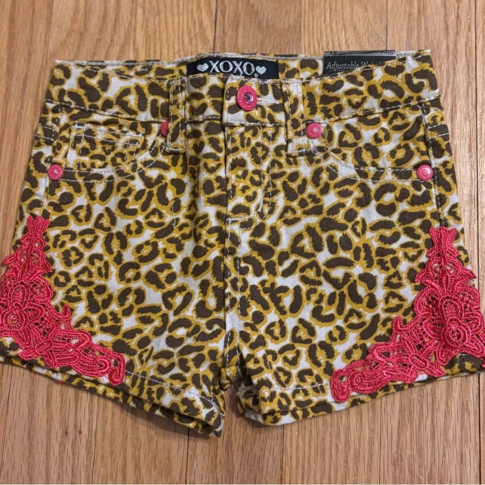 XOXO Leopard Print Shorts with Pink Accents - Size 4T